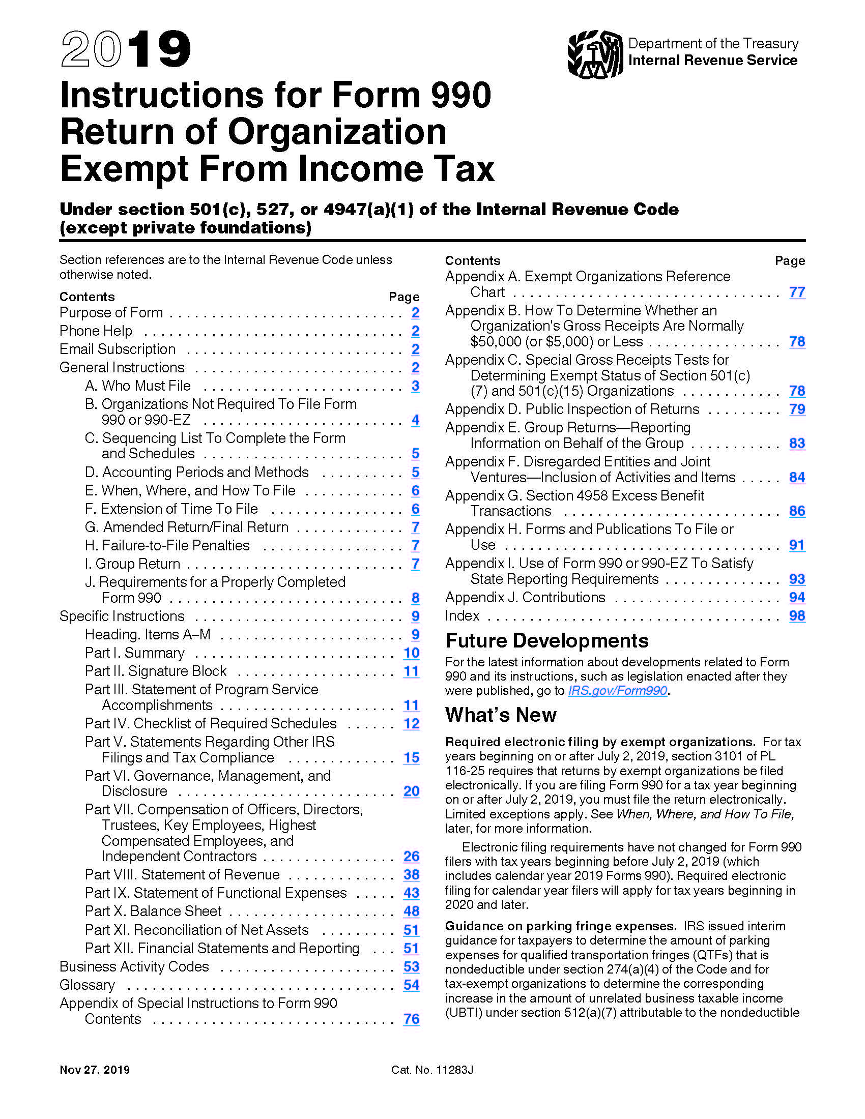 IRS Form 990 Instructions